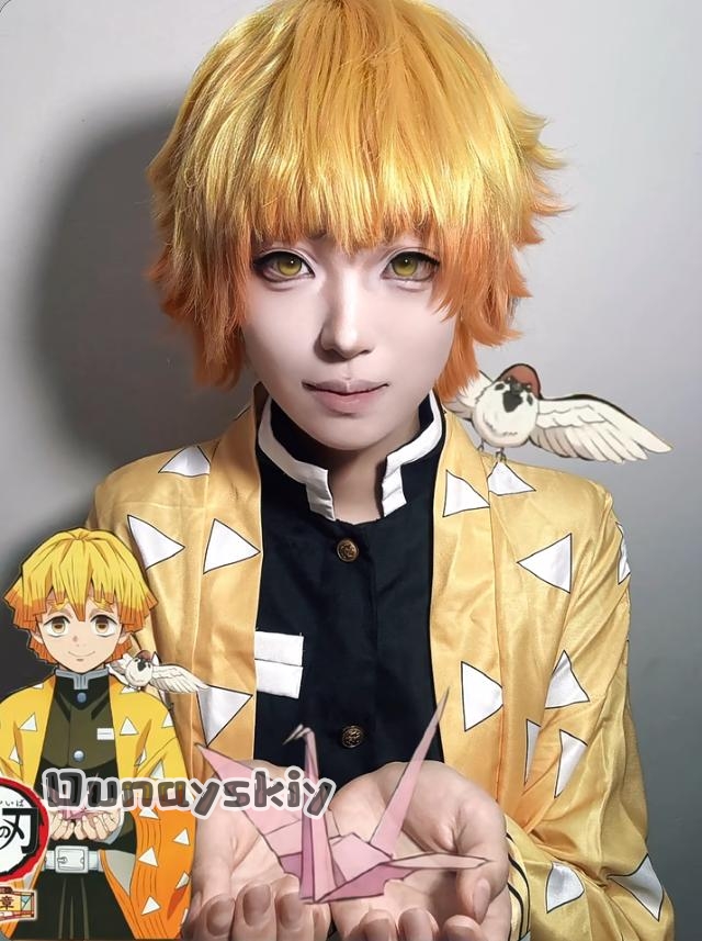 Anime Demon Agatsuma Zenitsu C - đánh giá và giá Anime Cosplay Demon Slayer